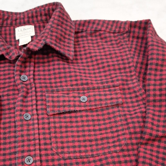 L.L. Bean Lg Black Red Buffalo Check Heavy Flannel Longsleeve Shirt Lumber Jack - Picture 2 of 8